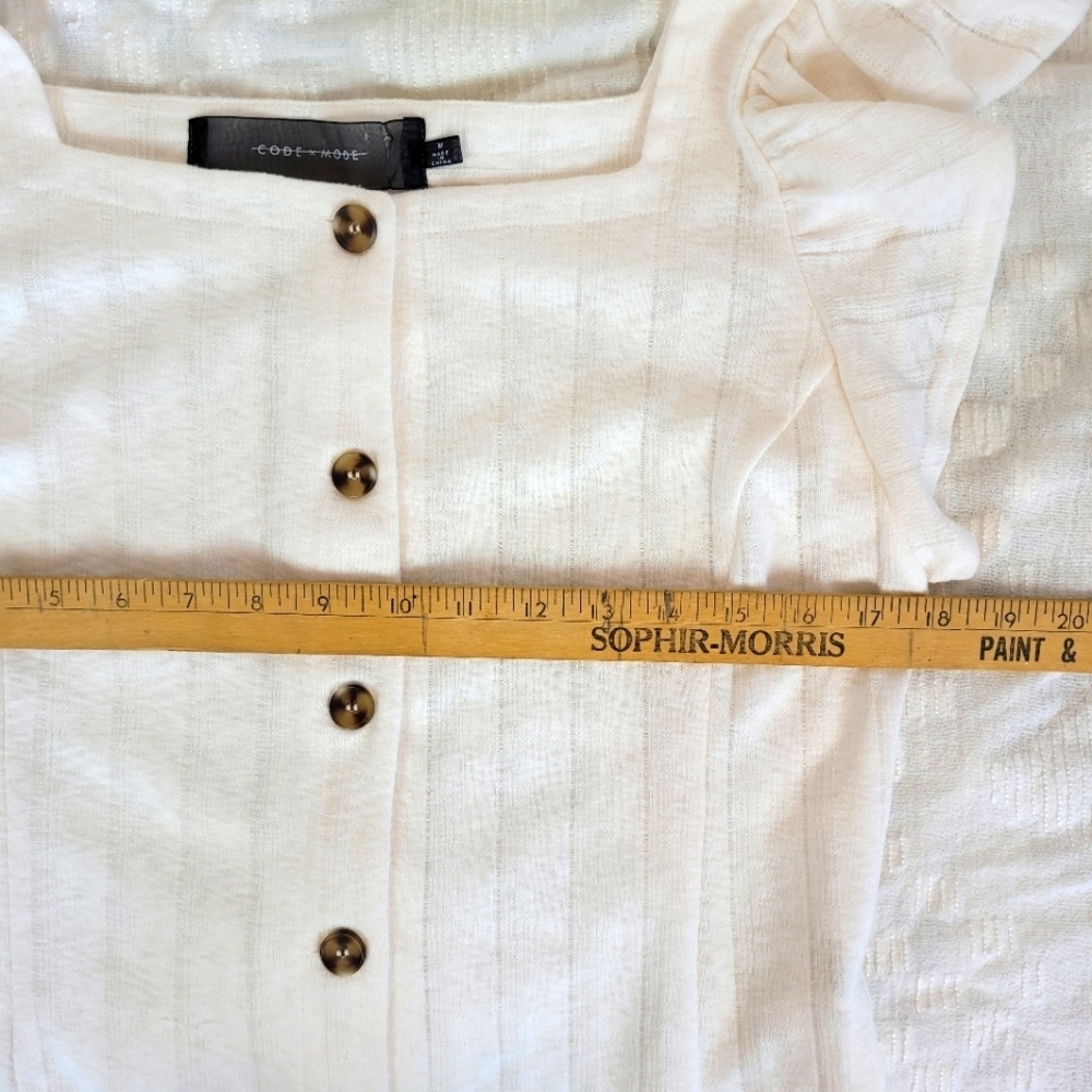 Code x Mode ivory top button front square neckline flare sleeves fairy girly M - Picture 5 of 8